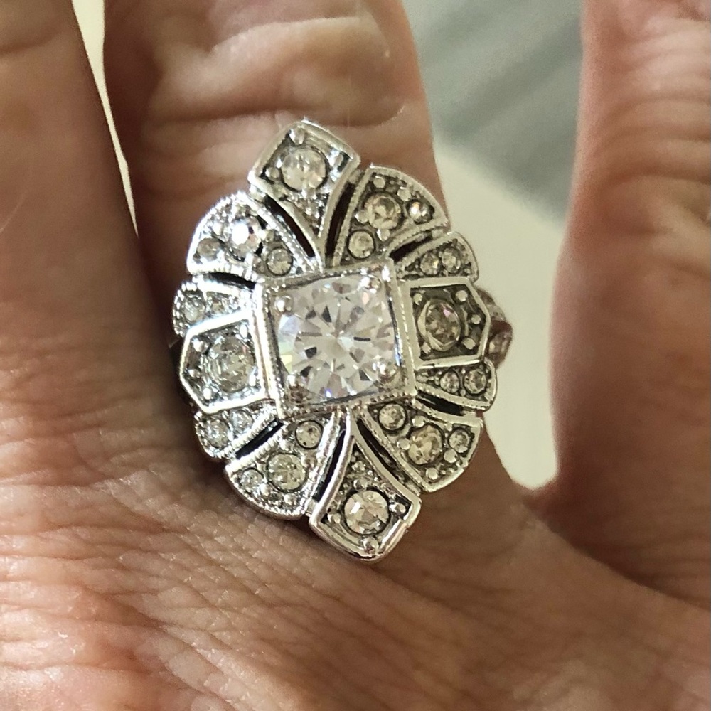 Silver Vintage Deco Style Ring